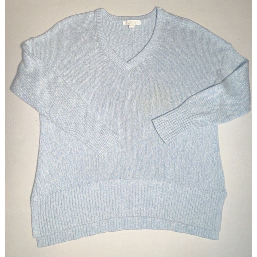 Lilly Pulitzer V-Neck Sweater Large Blue Boxy Oversized Cotton 5/2024